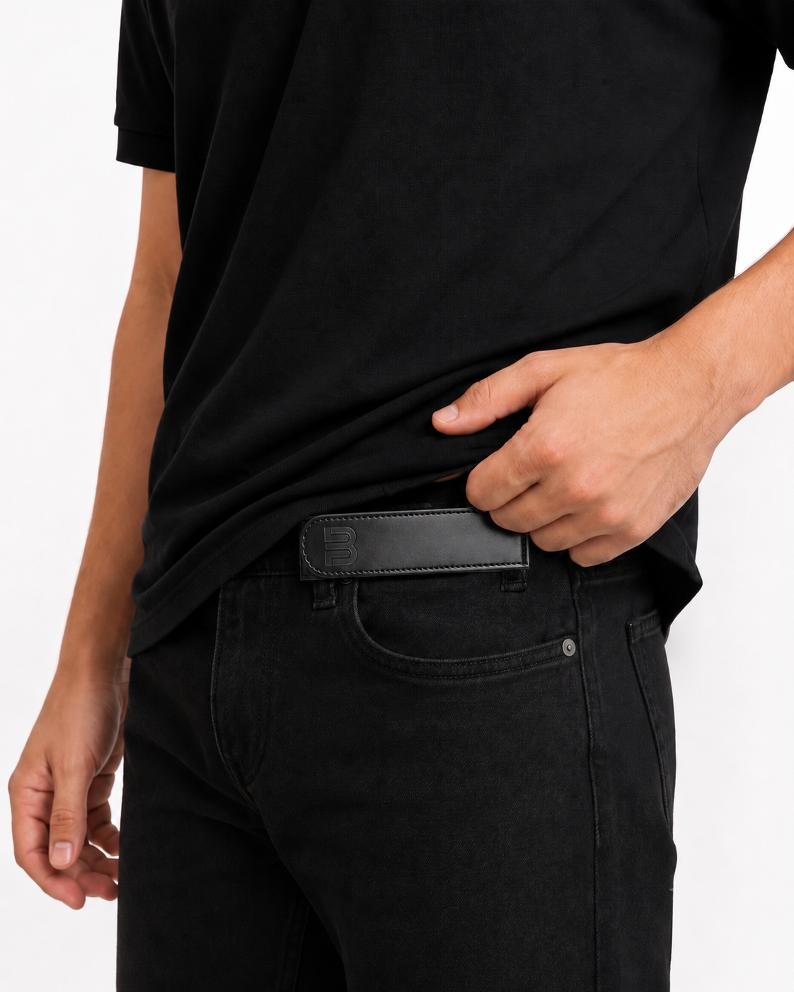 Black No-Buckle Belt - 2 pieces