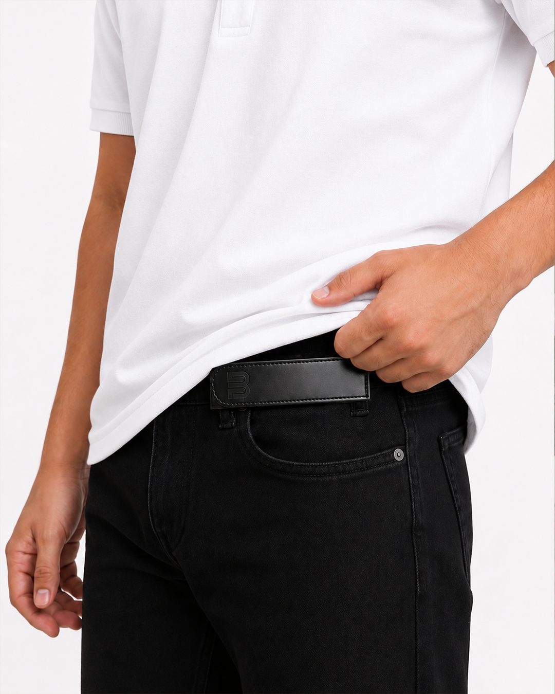 Black No-Buckle Belt - 2 pieces